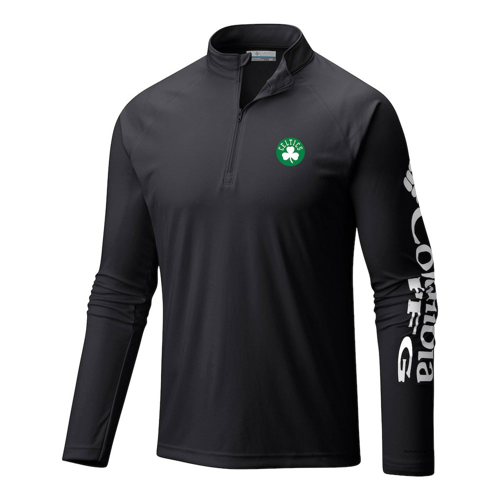 Boston Celtics Terminal Tackle Raglan Omni-Shade Quarter-Zip Jacket Black