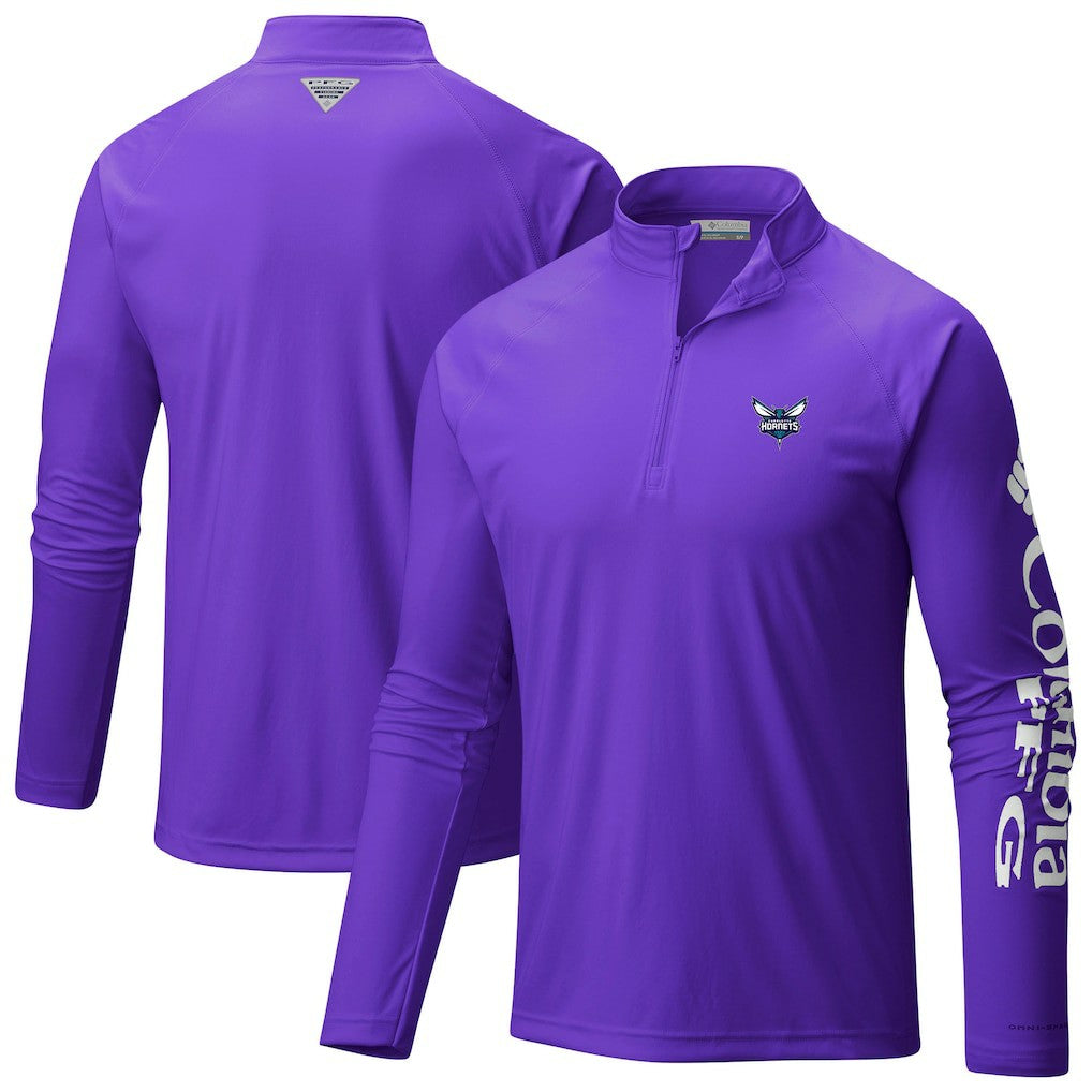 Charlotte Hornets Terminal Tackle Raglan Omni-Shade Quarter-Zip Jacket Purple
