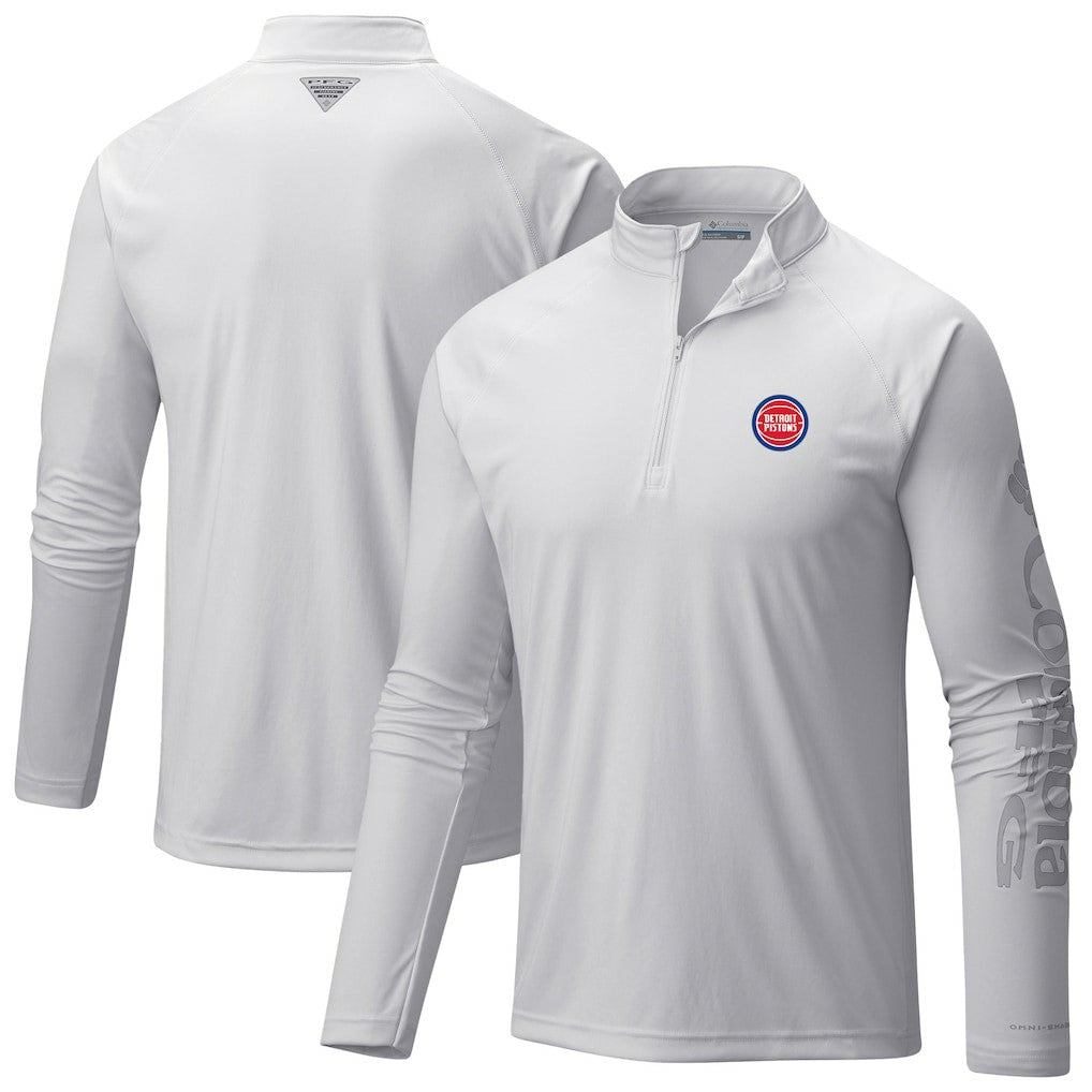 Detroit Pistons Terminal Tackle Raglan Omni-Shade Quarter-Zip Jacket White