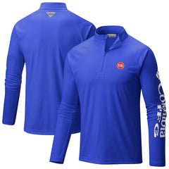 Detroit Pistons Terminal Tackle Raglan Omni-Shade Quarter-Zip Jacket Blue