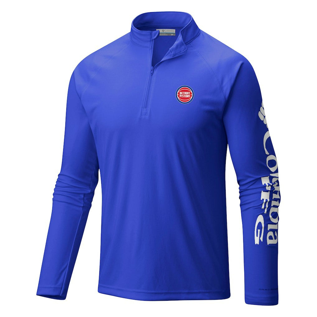 Detroit Pistons Terminal Tackle Raglan Omni-Shade Quarter-Zip Jacket Blue