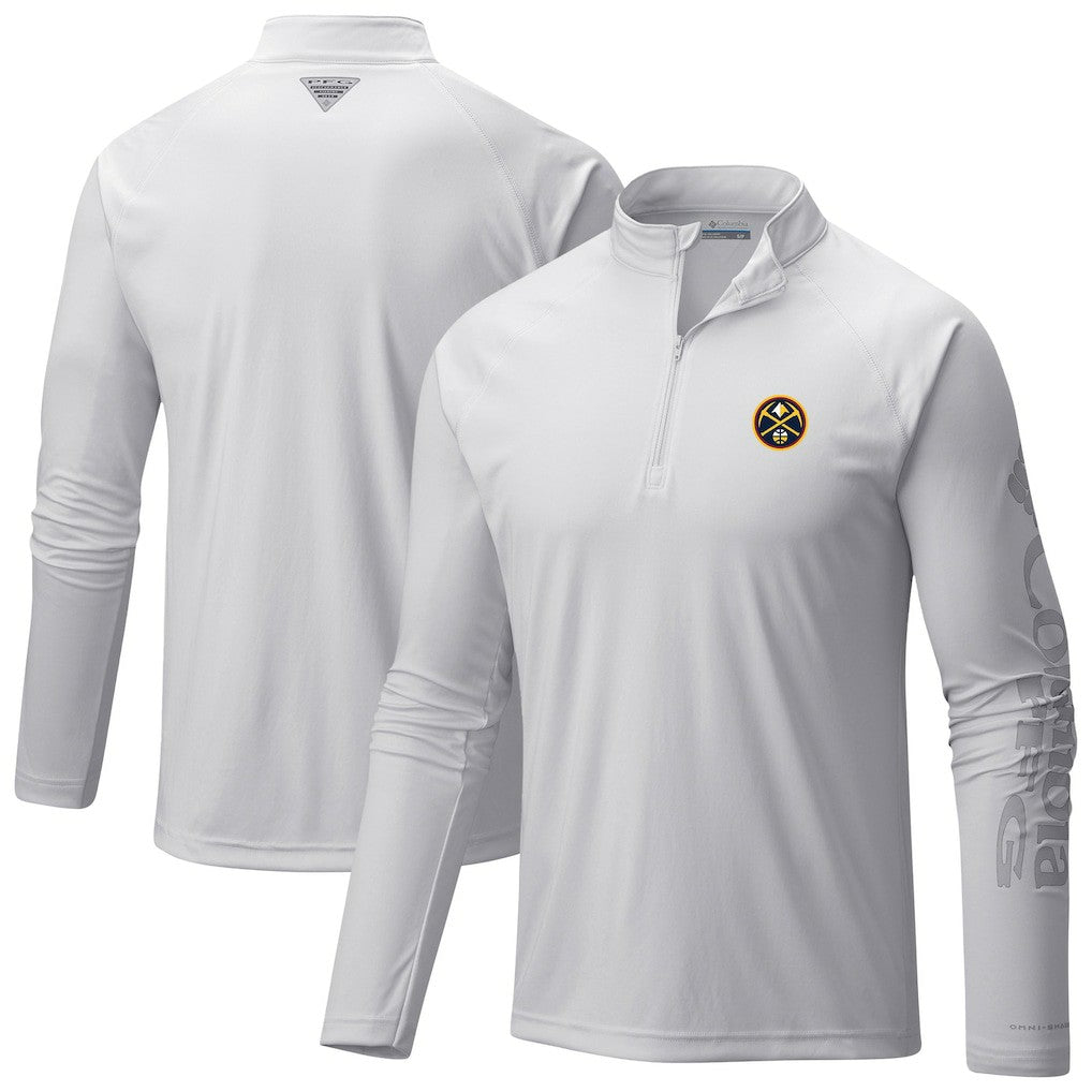 Denver Nuggets Terminal Tackle Raglan Omni-Shade Quarter-Zip Jacket White