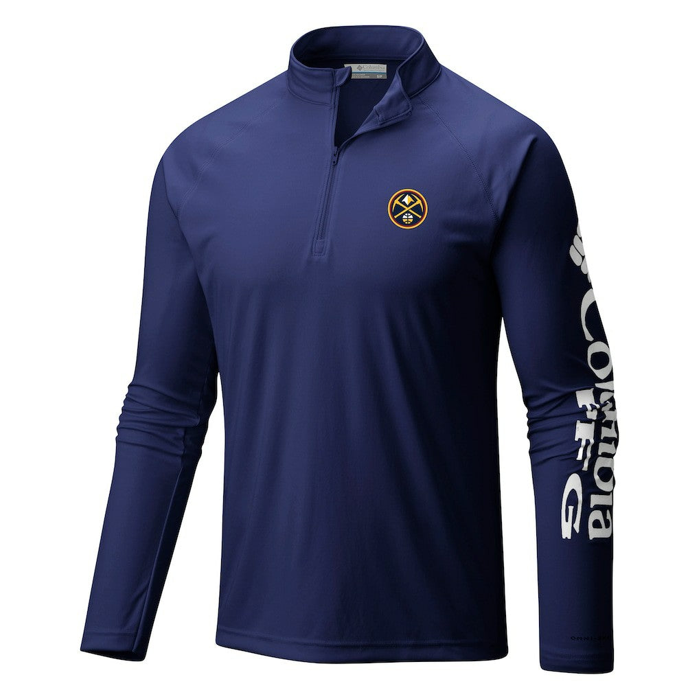 Denver Nuggets Terminal Tackle Raglan Omni-Shade Quarter-Zip Jacket Navy