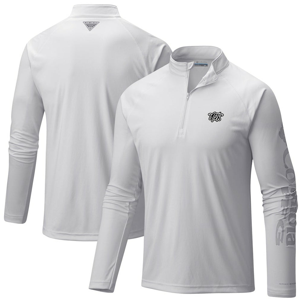 Brooklyn Nets Terminal Tackle Raglan Omni-Shade Quarter-Zip Jacket White
