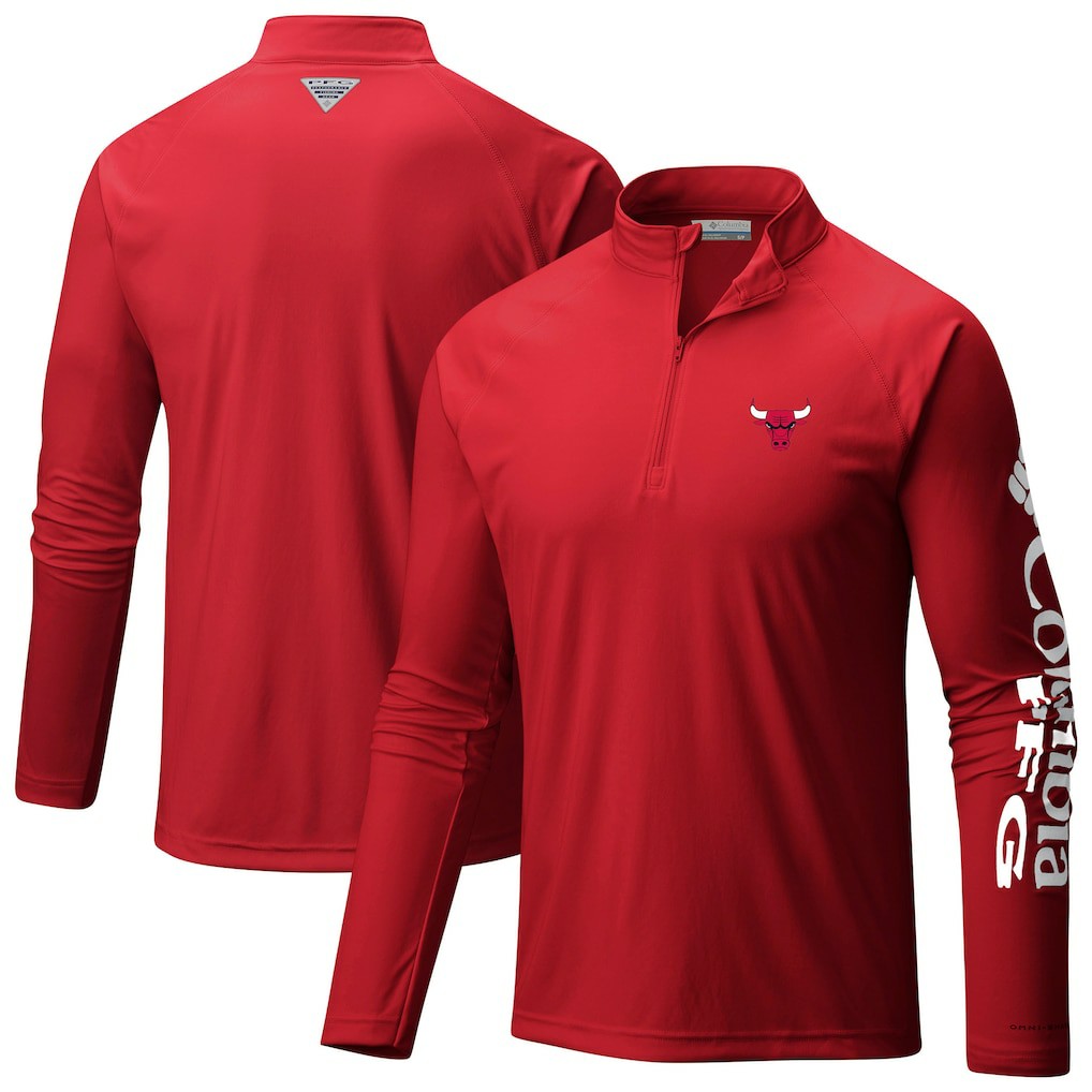 Chicago Bulls Terminal Tackle Raglan Omni-Shade Quarter-Zip Jacket Red