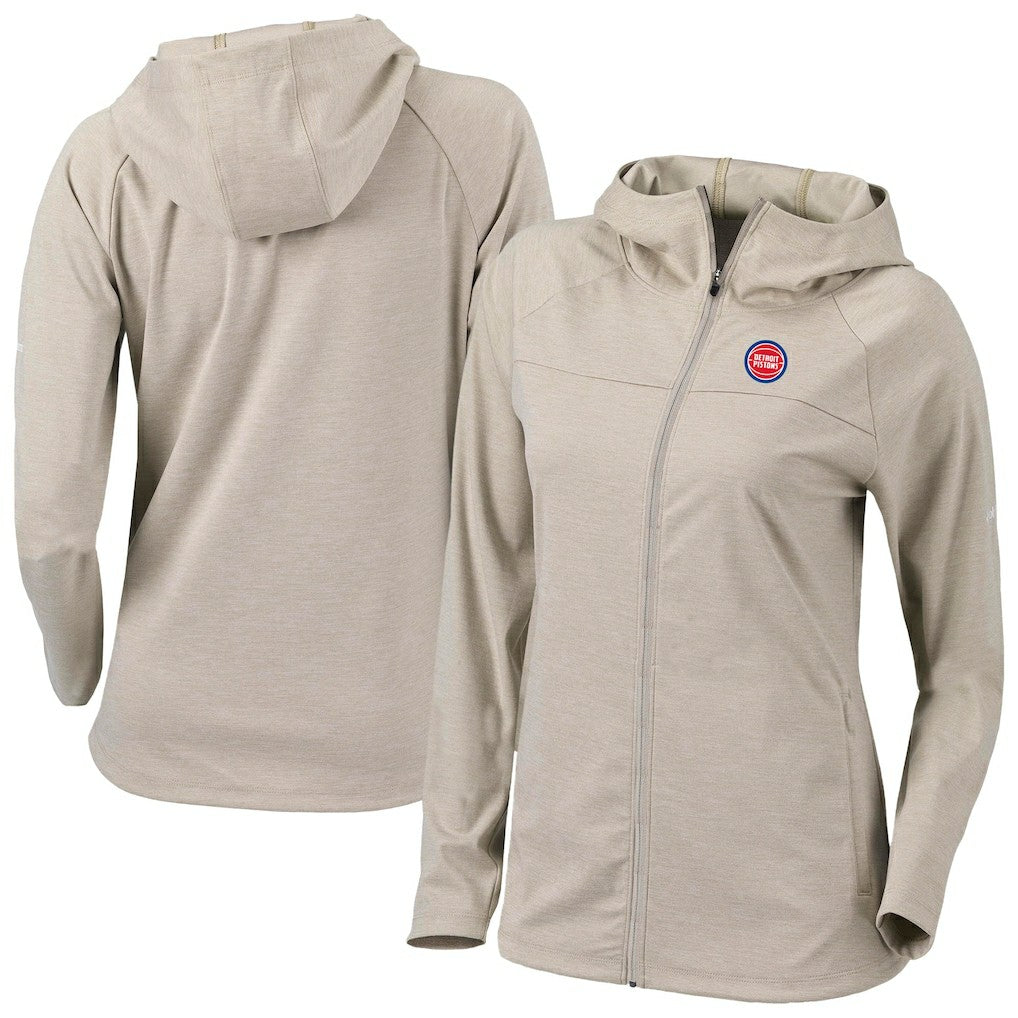 Detroit Pistons Women's Omni-Wick Half Shot Full-Zip Hooded Jacket Tan