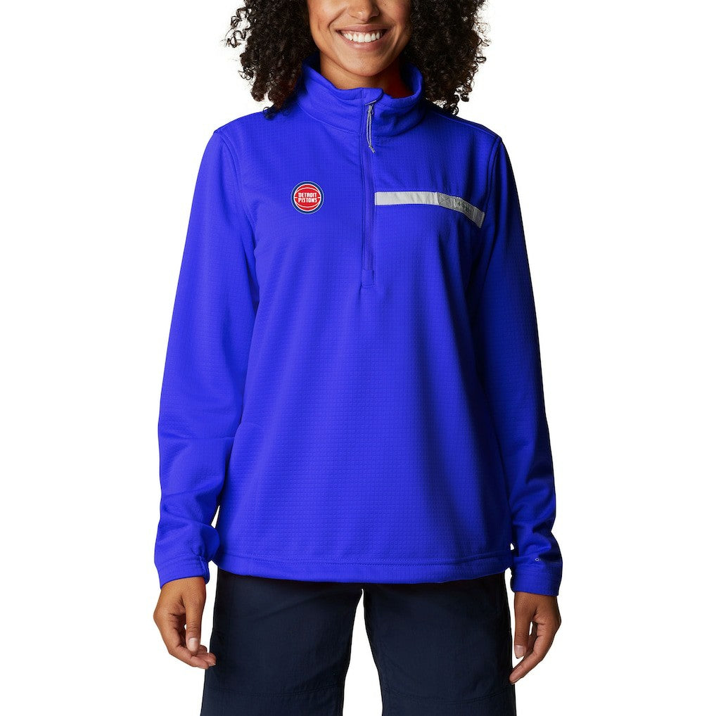Detroit Pistons Women's Skiff Guide Fleece Pullover Top Blue