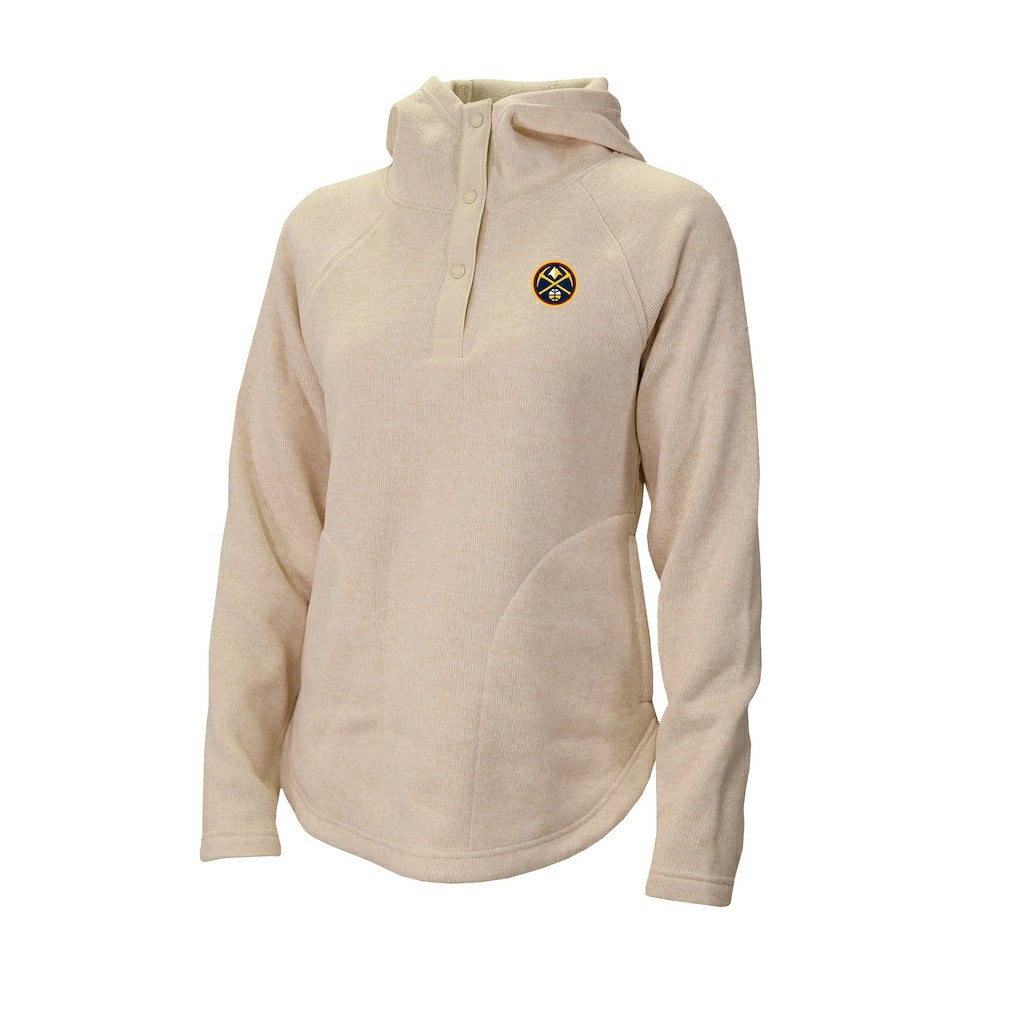 Denver Nuggets Women's Sweater Weather Quarter-Snap Hoodie White