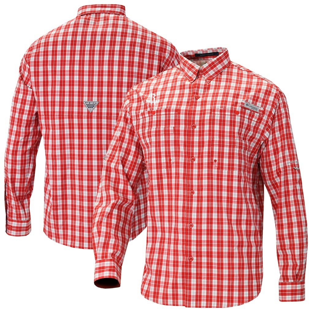 Houston Rockets Super Tamiami Omni-Shade Long Sleeve Button-Down Shirt Red