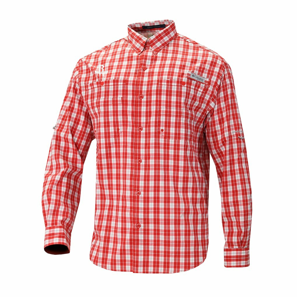 Houston Rockets Super Tamiami Omni-Shade Long Sleeve Button-Down Shirt Red