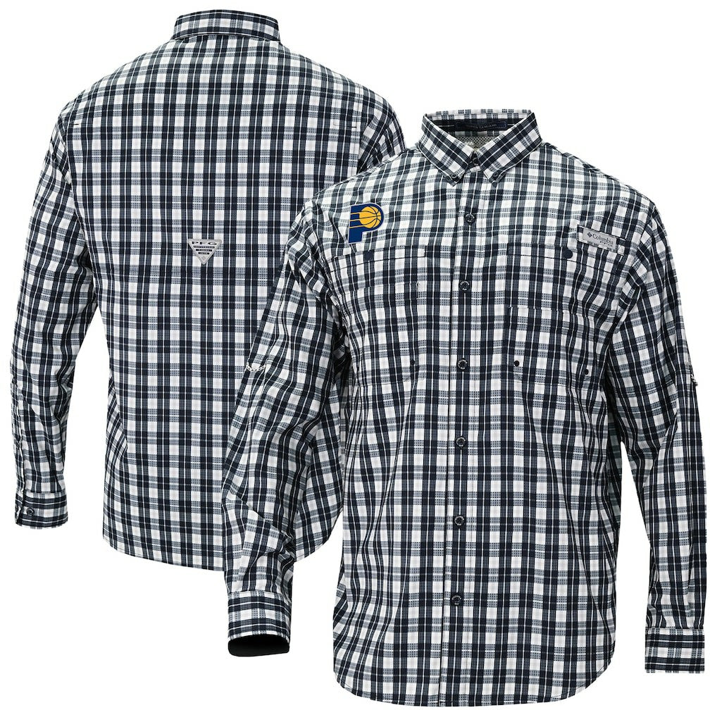 Indiana Pacers Super Tamiami Omni-Shade Long Sleeve Button-Down Shirt Navy
