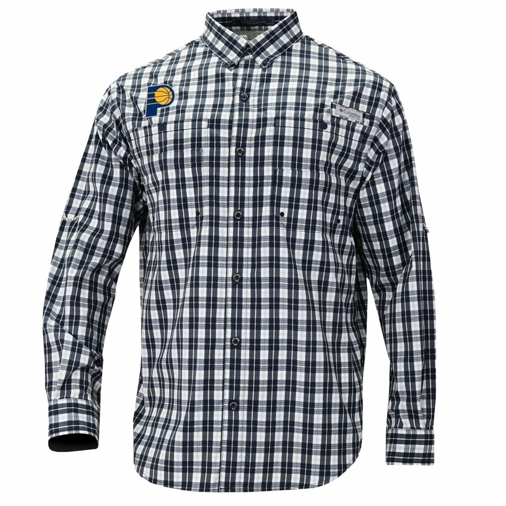 Indiana Pacers Super Tamiami Omni-Shade Long Sleeve Button-Down Shirt Navy