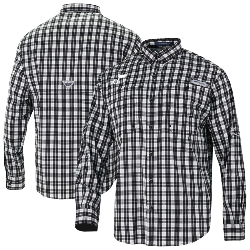 Utah Jazz Super Tamiami Omni-Shade Long Sleeve Button-Down Shirt Black