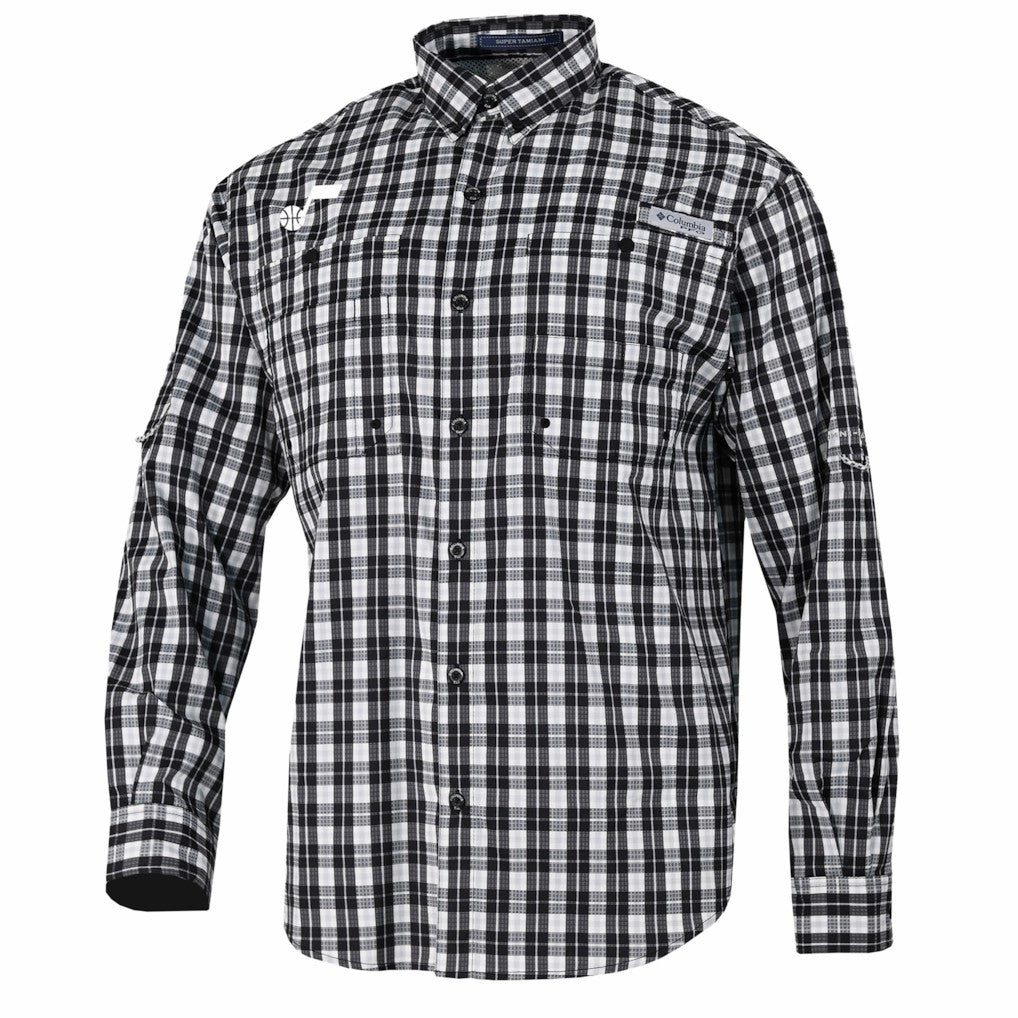 Utah Jazz Super Tamiami Omni-Shade Long Sleeve Button-Down Shirt Black