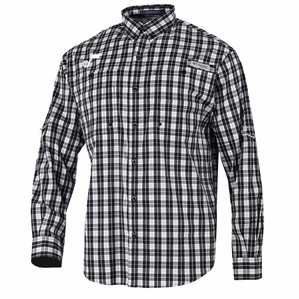 Utah Jazz Super Tamiami Omni-Shade Long Sleeve Button-Down Shirt Black