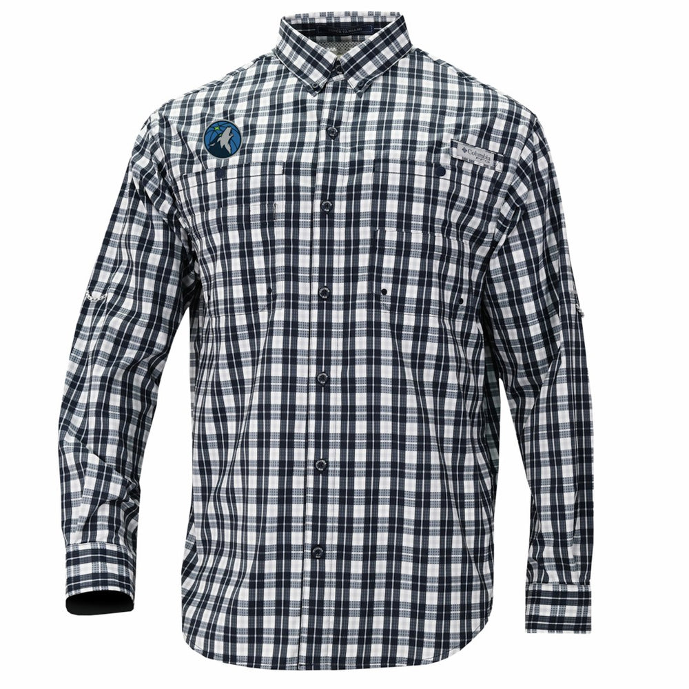 Minnesota Timberwolves Super Tamiami Omni-Shade Long Sleeve Button-Down Shirt Navy
