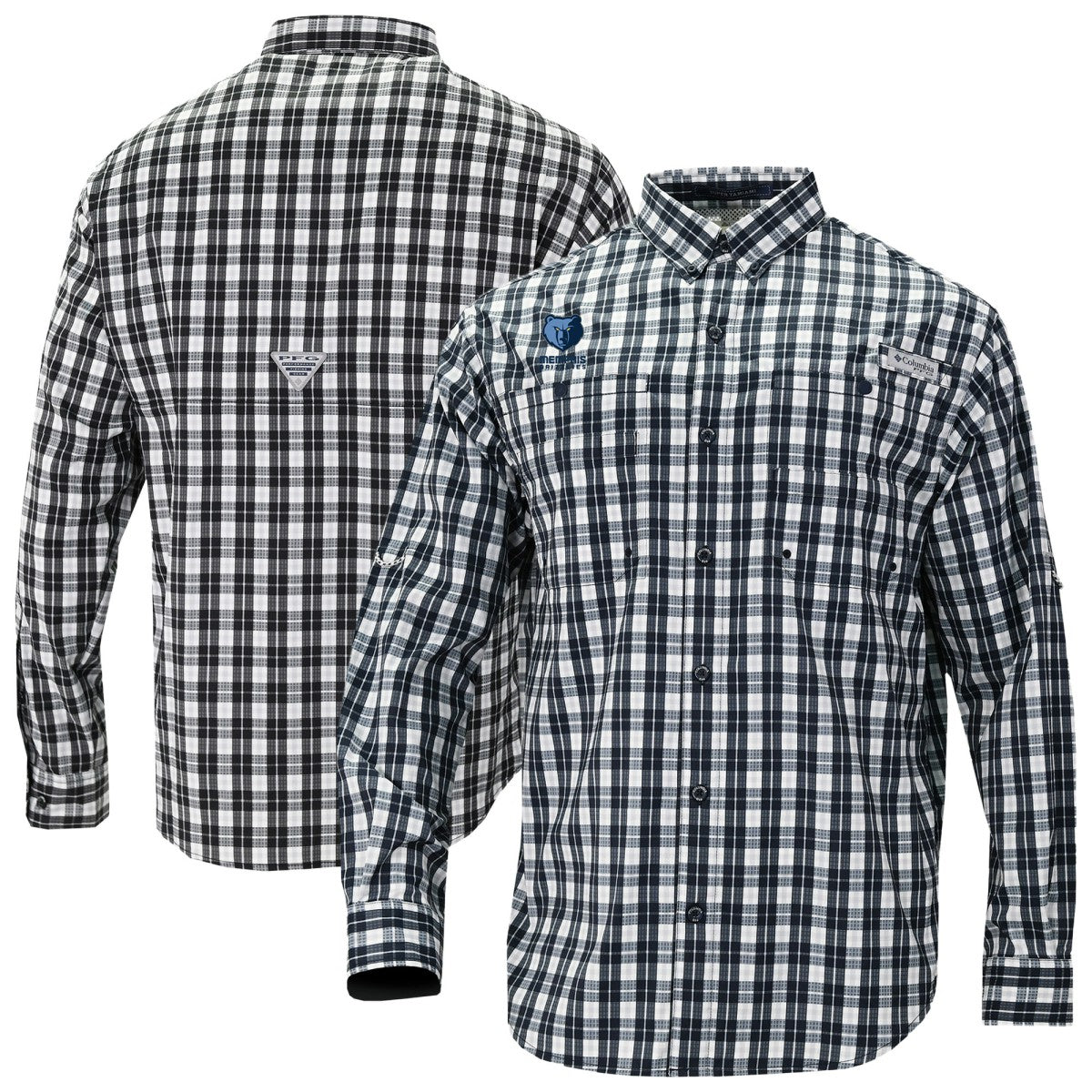 Memphis Grizzlies Super Tamiami Omni-Shade Long Sleeve Button-Down Shirt Navy
