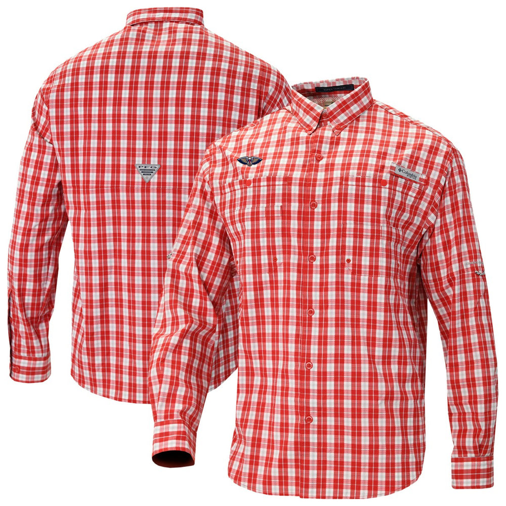 New Orleans Pelicans Super Tamiami Omni-Shade Long Sleeve Button-Down Shirt Red