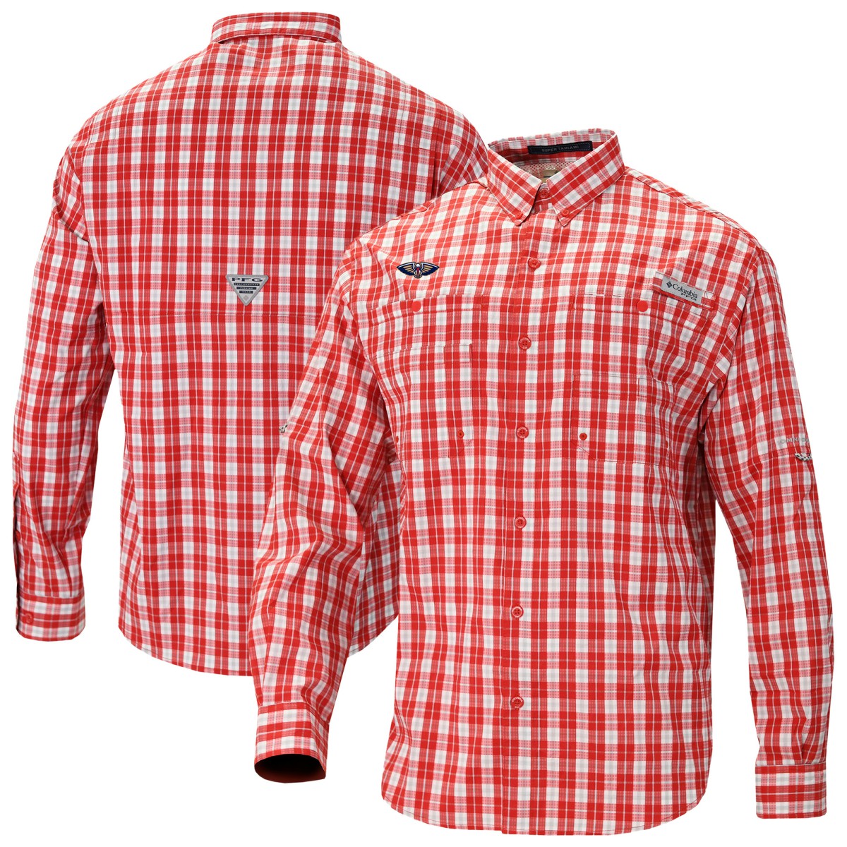 New Orleans Pelicans Super Tamiami Omni-Shade Long Sleeve Button-Down Shirt Red