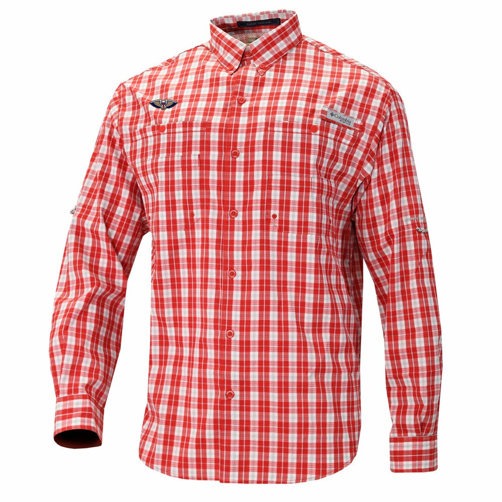 New Orleans Pelicans Super Tamiami Omni-Shade Long Sleeve Button-Down Shirt Red