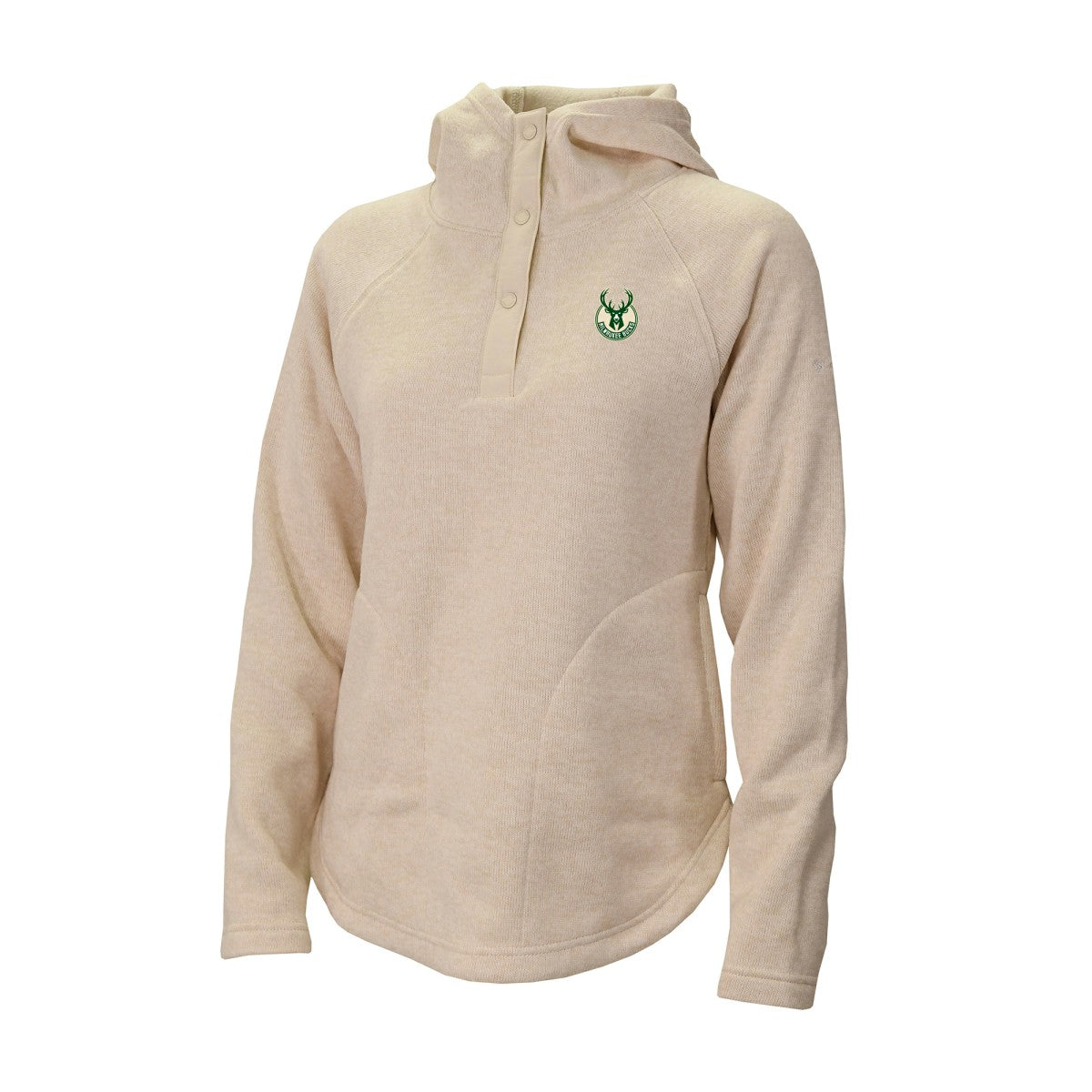 Milwaukee Bucks Women's Sweater Weather Quarter-Snap Hoodie Cream