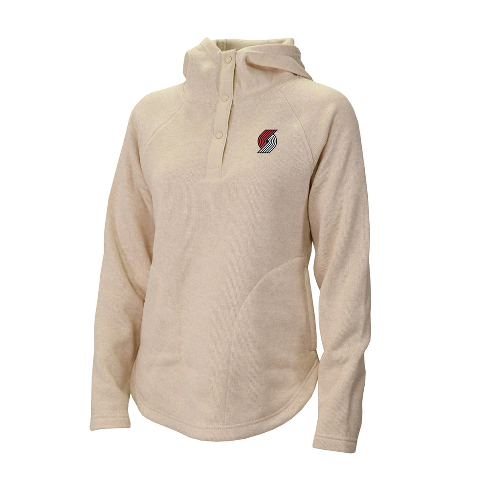 Portland Trail Blazers Women's Sweater Weather Quarter-Snap Hoodie Cream
