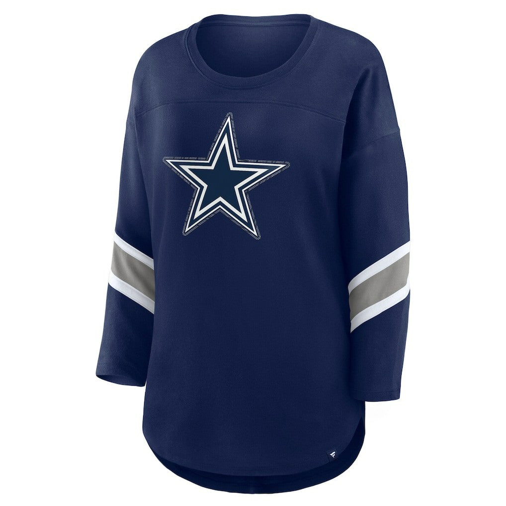 Dallas Cowboys Women's Redzone Bling 3/4-Sleeve T-Shirt Navy