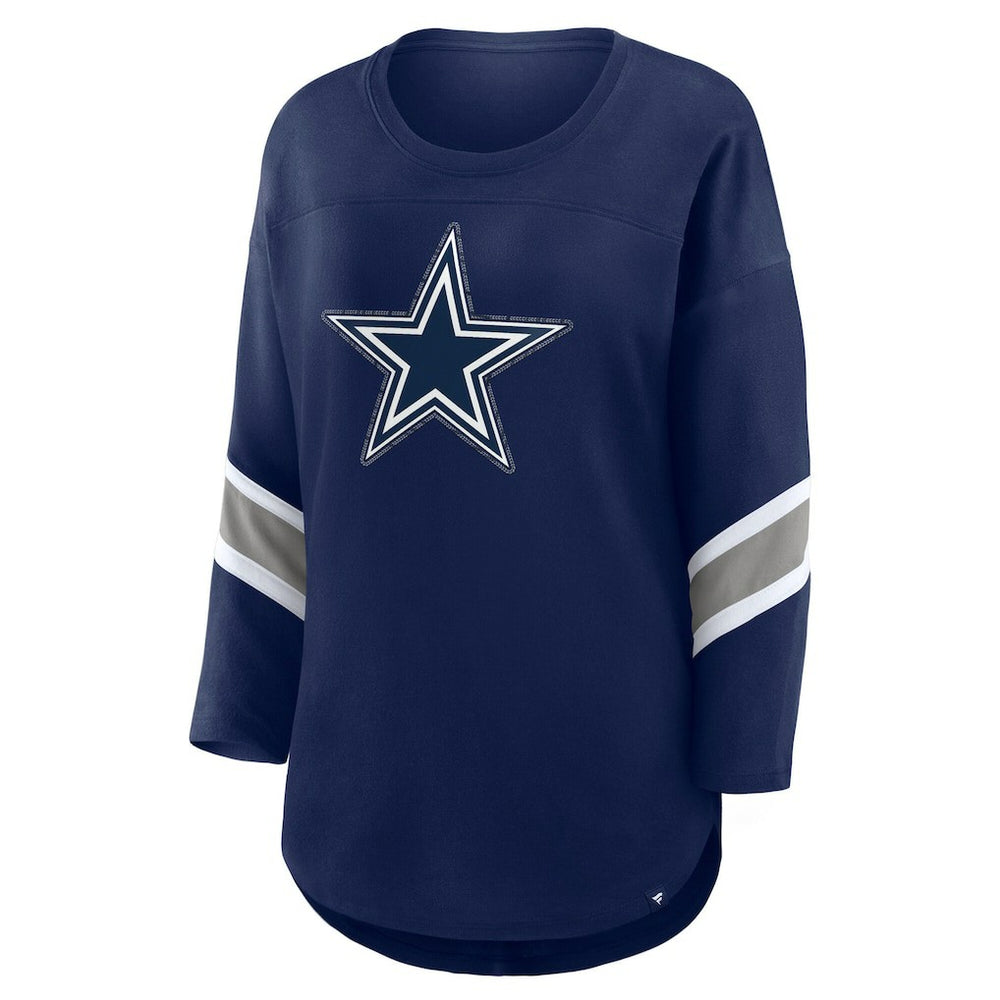 Dallas Cowboys Women's Redzone Bling 3/4-Sleeve T-Shirt Navy