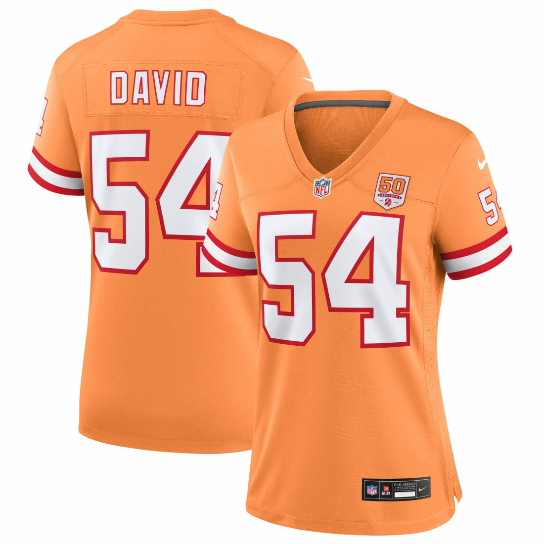 Lavonte David Tampa Bay Buccaneers Women's 50th Season Game Jersey Creamsicle