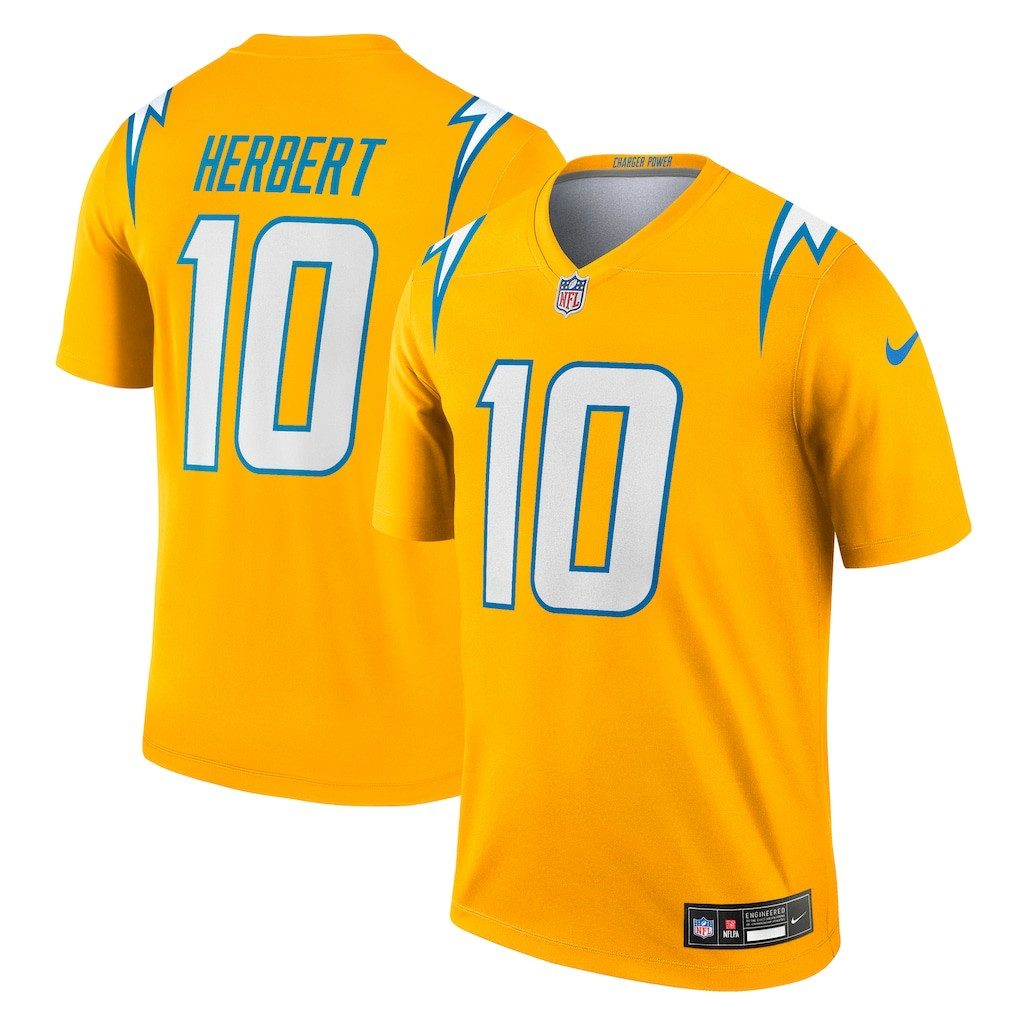 Justin Herbert Los Angeles Chargers Alternate Charger Power Legend Player Performance Top Gold