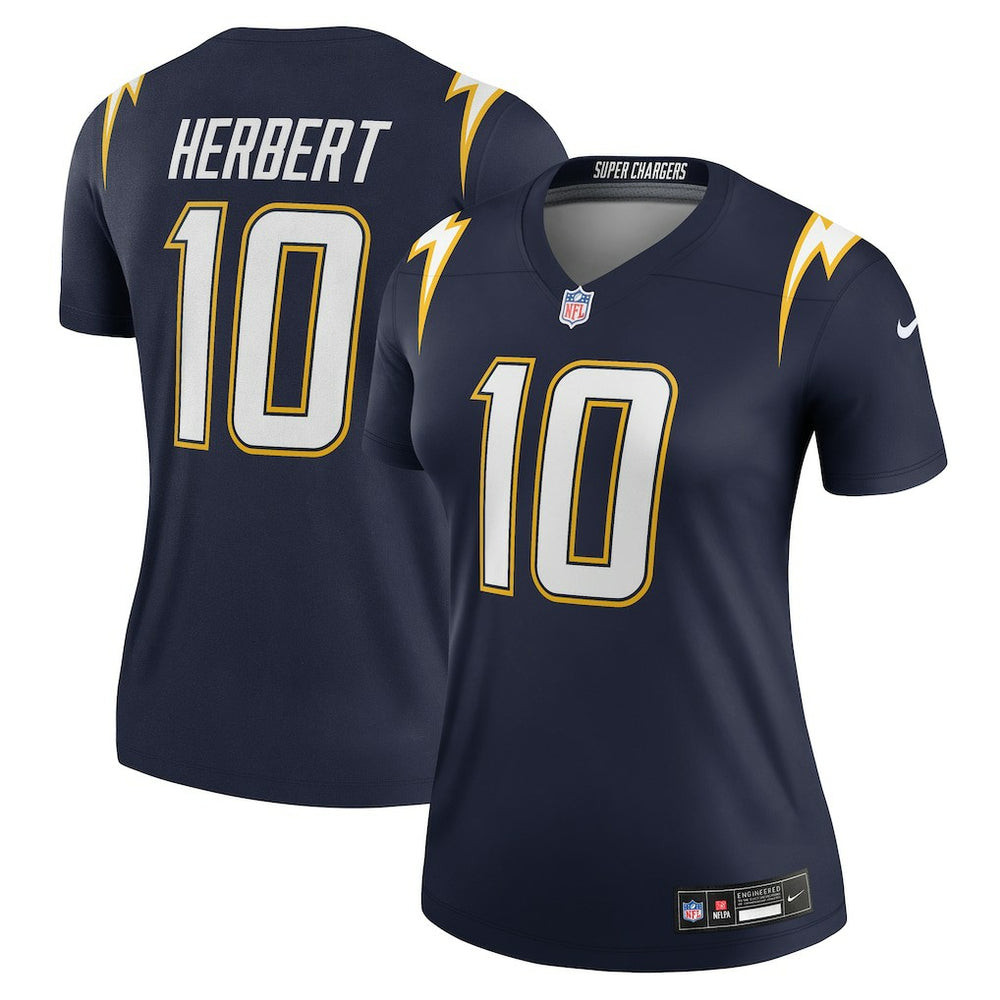 Justin Herbert Los Angeles Chargers Women's Alternate Super Chargers Legend Player Performance Top Navy