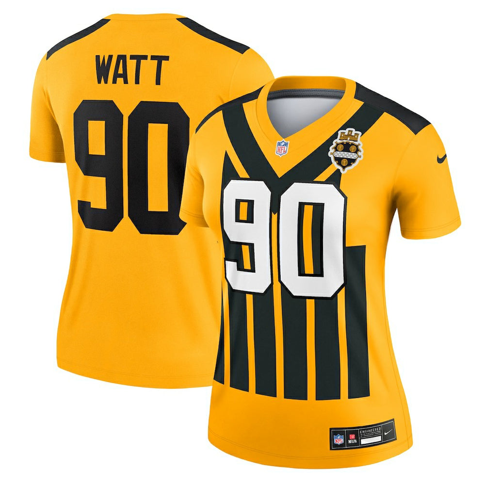 T.J. Watt Pittsburgh Steelers Women's Alternate 1933 Throwback Legend Player Performance Top Gold