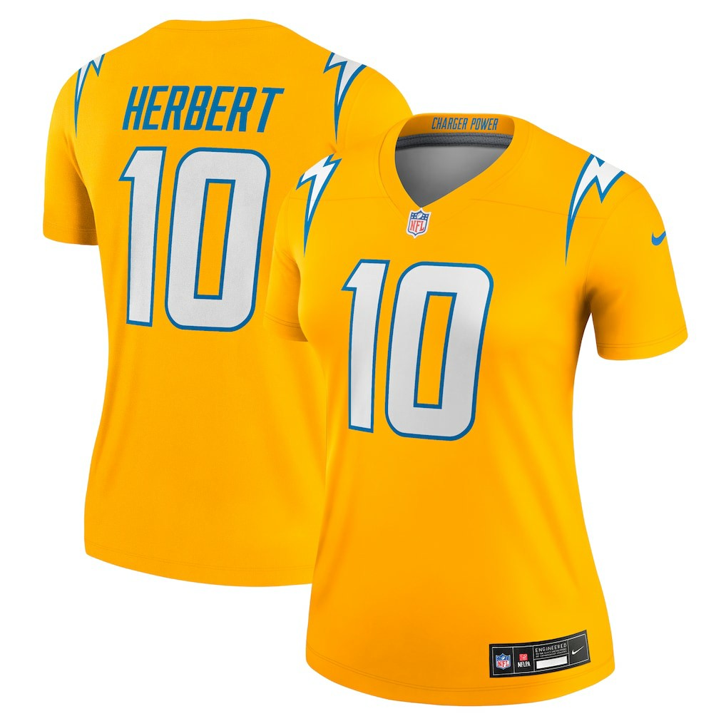 Justin Herbert Los Angeles Chargers Women's Alternate Charger Power Legend Player Performance Top Gold