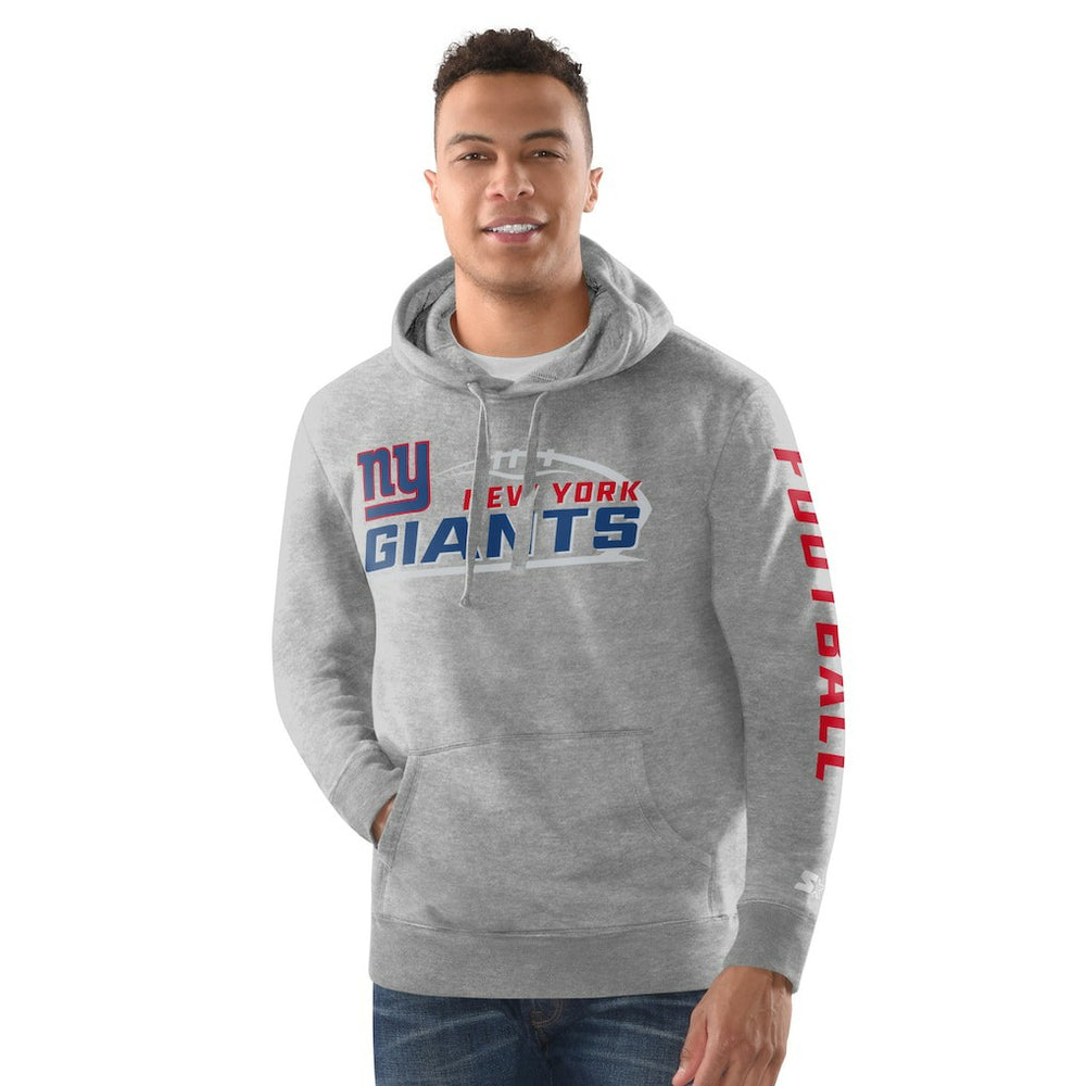 New York Giants Starter Vintage Pullover Hoodie Heather Gray