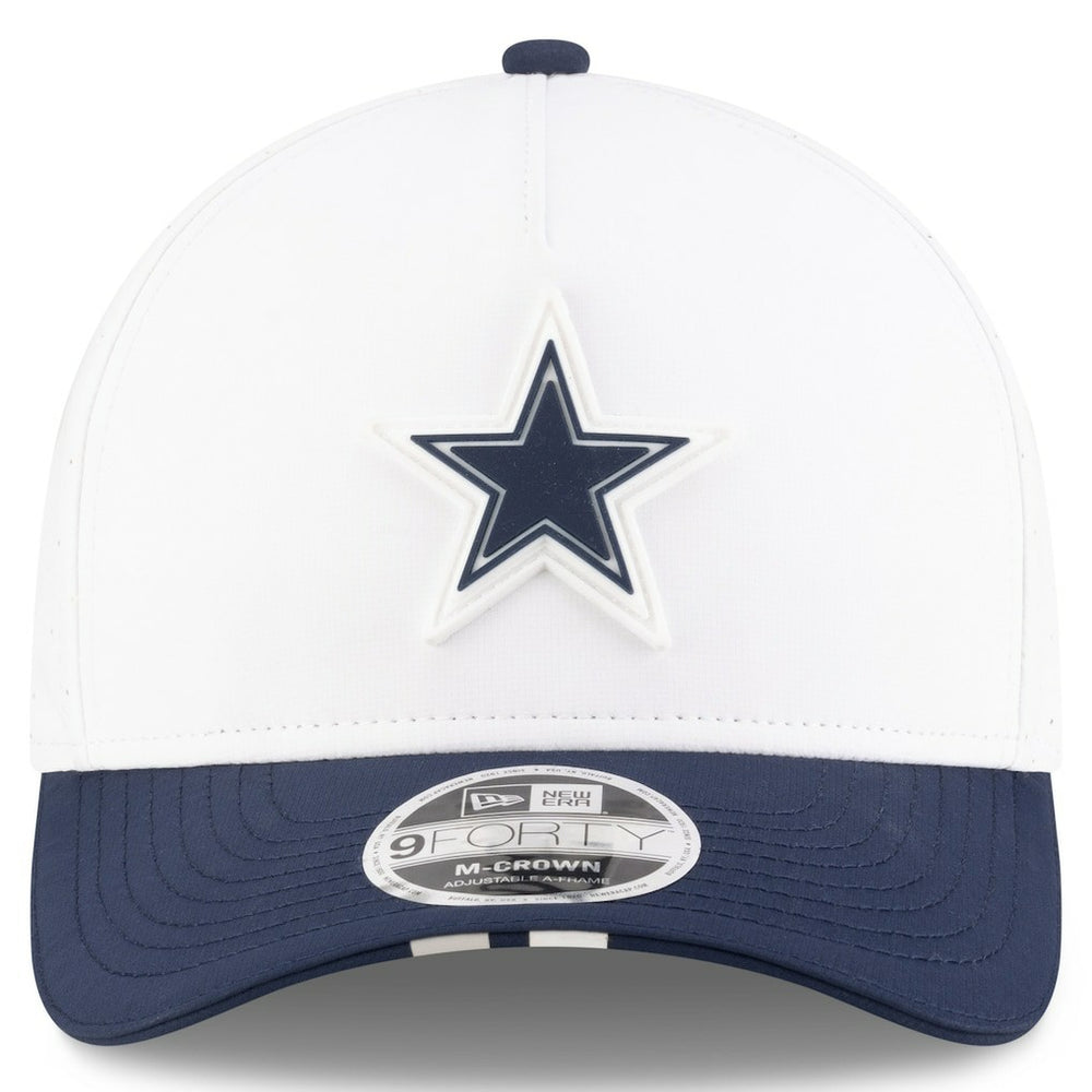 Dallas Cowboys New Era Youth 2025 NFL Training Camp A-Frame 9FORTY Adjustable Hat White/Navy