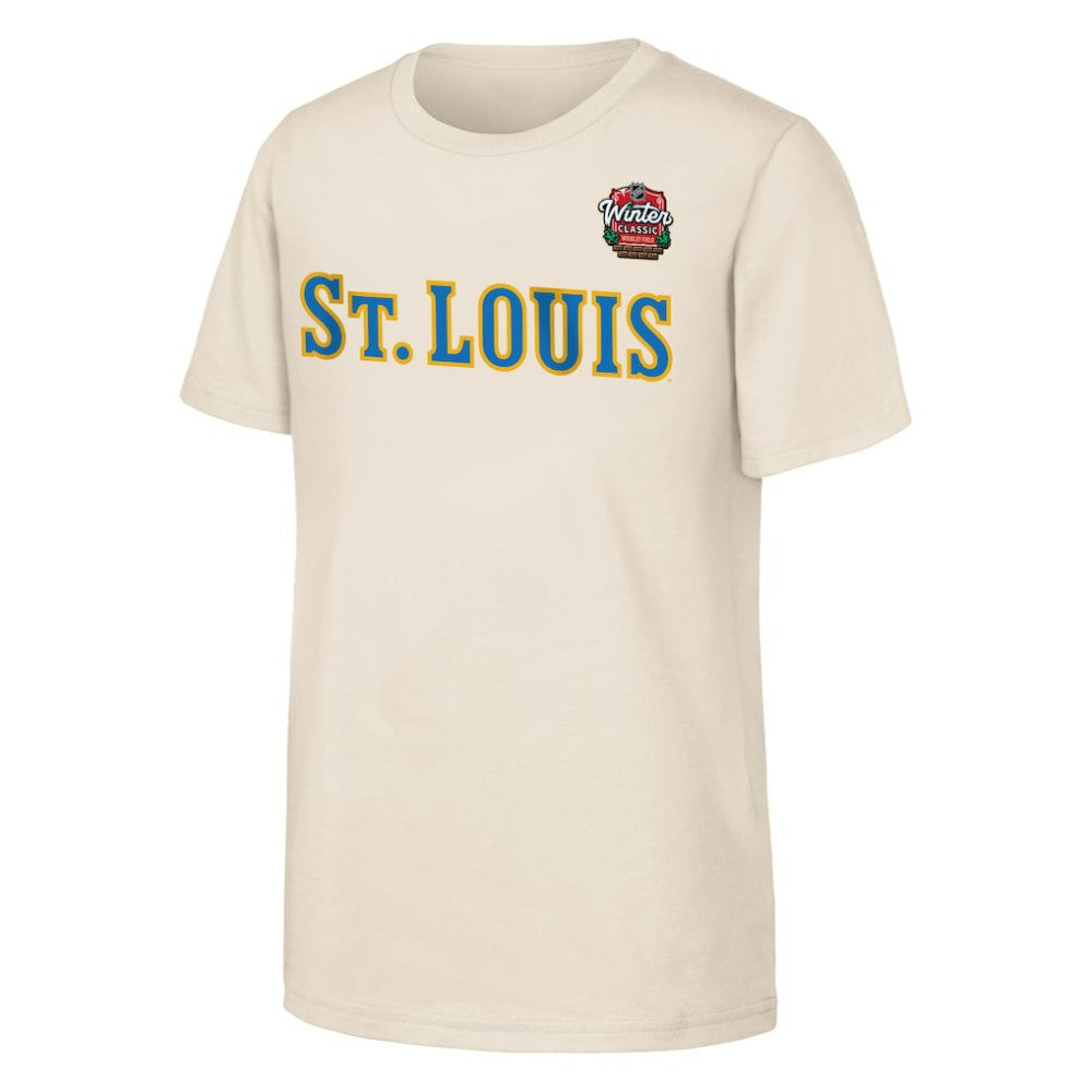 NHL St. Louis Blues Youth 2025 NHL Winter Classic Primary Logo T-Shirt - Tan