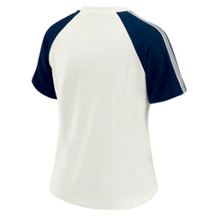 Dallas Cowboys WEAR by Erin Andrews Women's Sleeve Stripe Distressed Raglan T-Shirt White