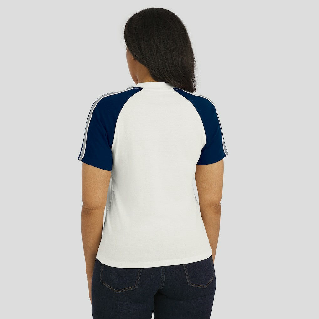 Dallas Cowboys WEAR by Erin Andrews Women's Sleeve Stripe Distressed Raglan T-Shirt White