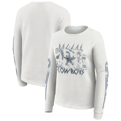 Dallas Cowboys WEAR by Erin Andrews Women's Graphic Waffle Long-Sleeve T-Shirt White