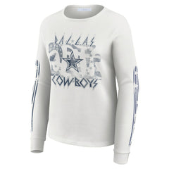 Dallas Cowboys WEAR by Erin Andrews Women's Graphic Waffle Long-Sleeve T-Shirt White