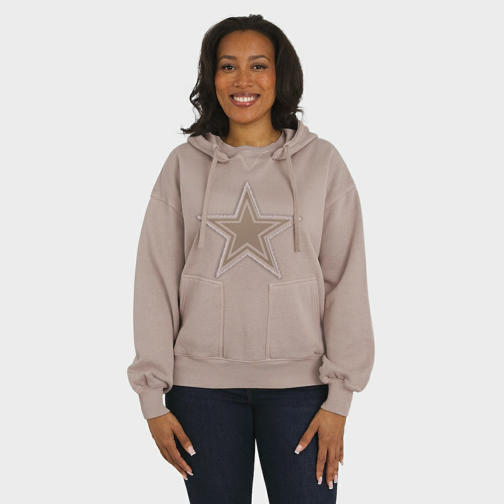 Dallas Cowboys WEAR by Erin Andrews Women's Washed Pullover Crewdie Tan