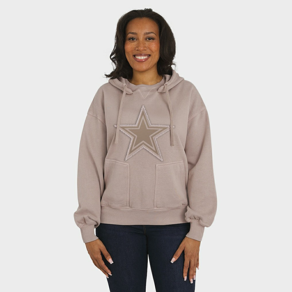 Dallas Cowboys WEAR by Erin Andrews Women's Washed Pullover Crewdie Tan