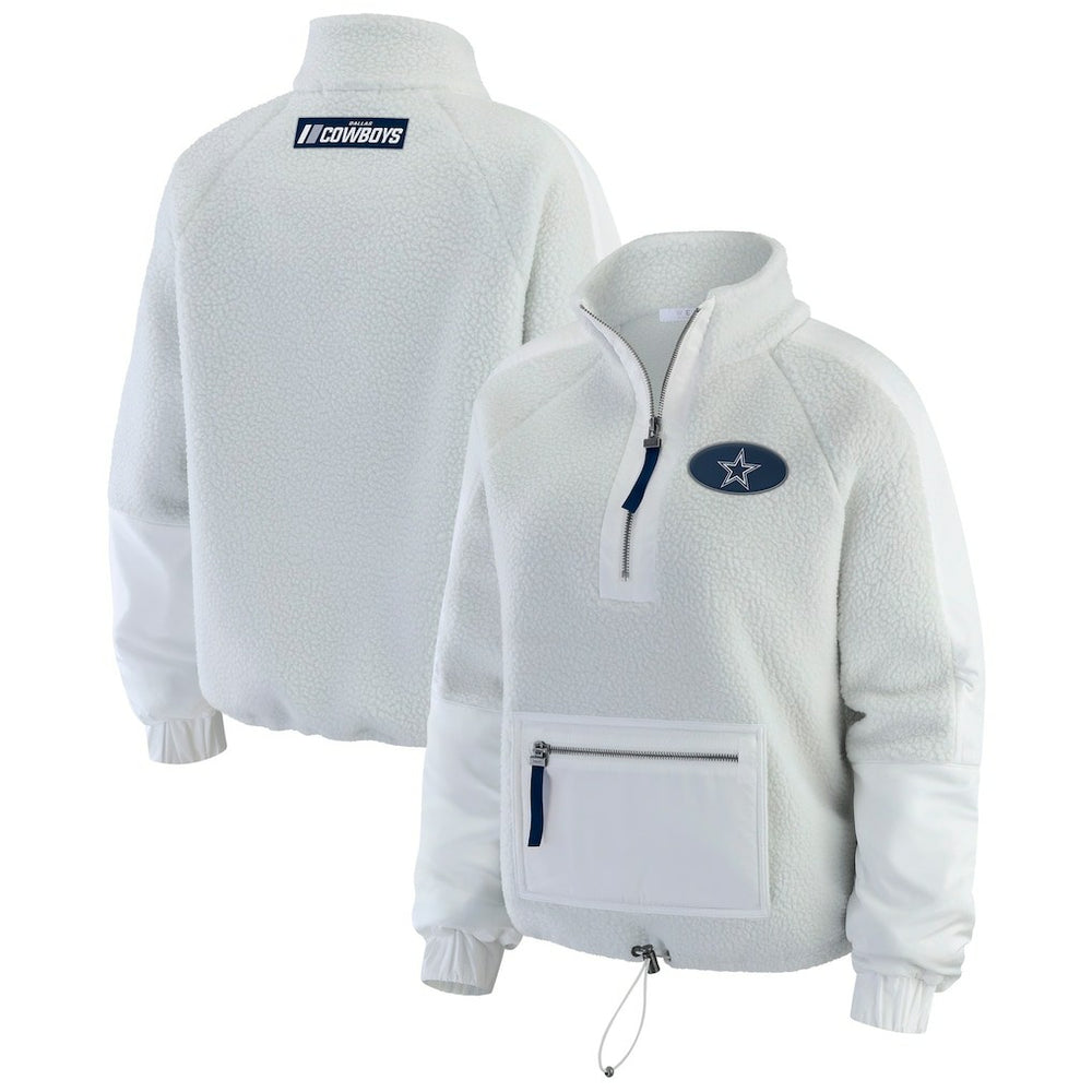 Dallas Cowboys WEAR by Erin Andrews Women's Polar Fleece Half-Zip Jacket White