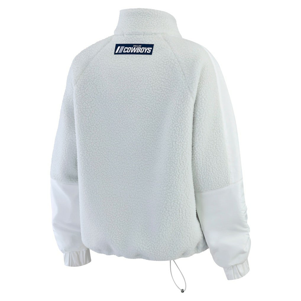 Dallas Cowboys WEAR by Erin Andrews Women's Polar Fleece Half-Zip Jacket White
