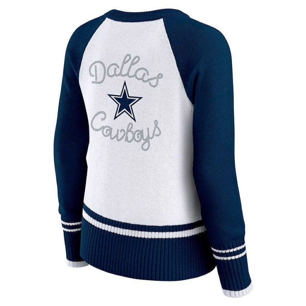 Dallas Cowboys WEAR by Erin Andrews Women's Colorblock Raglan Sweater White/Navy