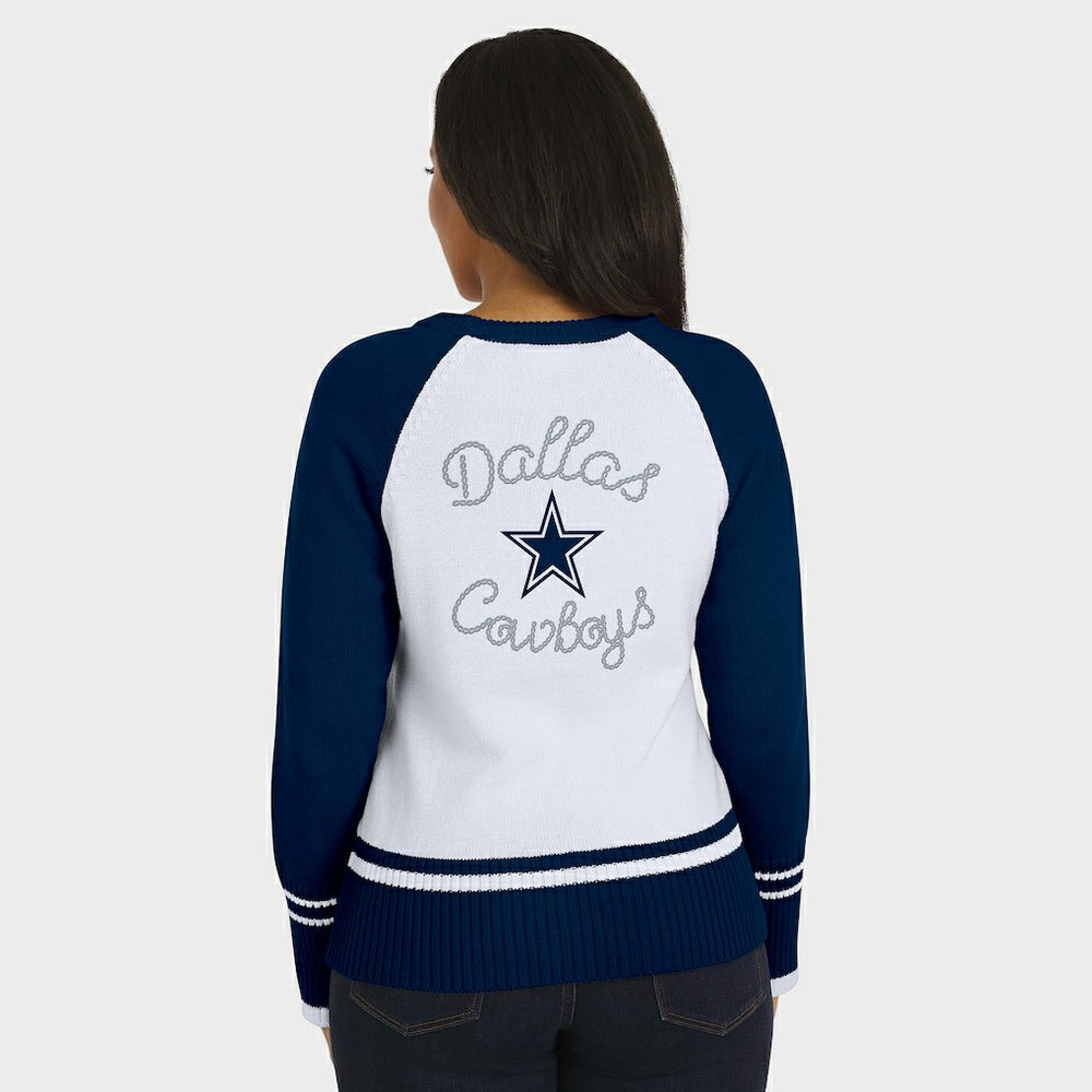 Dallas Cowboys WEAR by Erin Andrews Women's Colorblock Raglan Sweater White/Navy