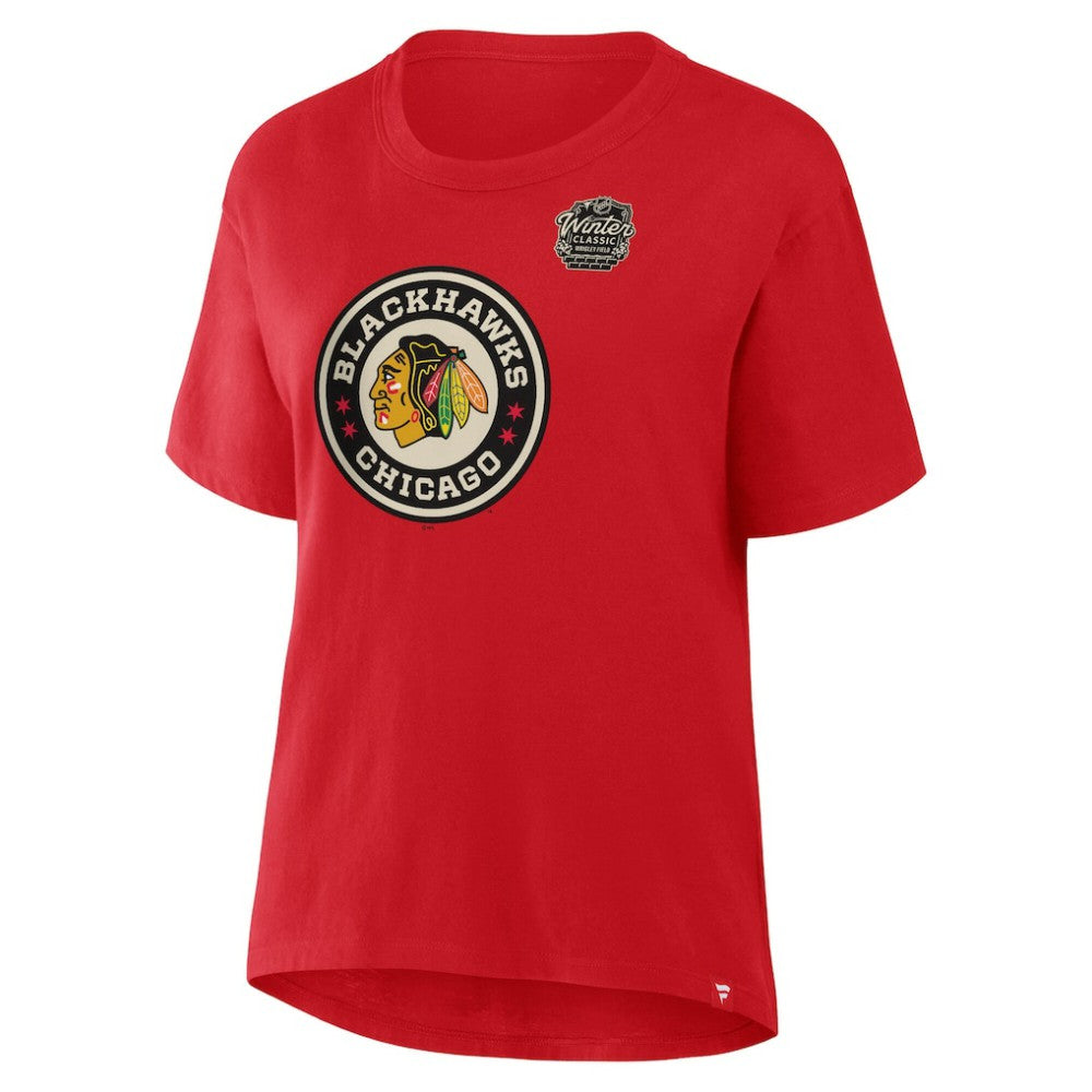 NHL Chicago Blackhawks Fanatics Women's 2025 Winter Classic Primary Logo T-Shirt - Athletic Red