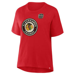 NHL Chicago Blackhawks Fanatics Women's 2025 Winter Classic Primary Logo T-Shirt - Athletic Red