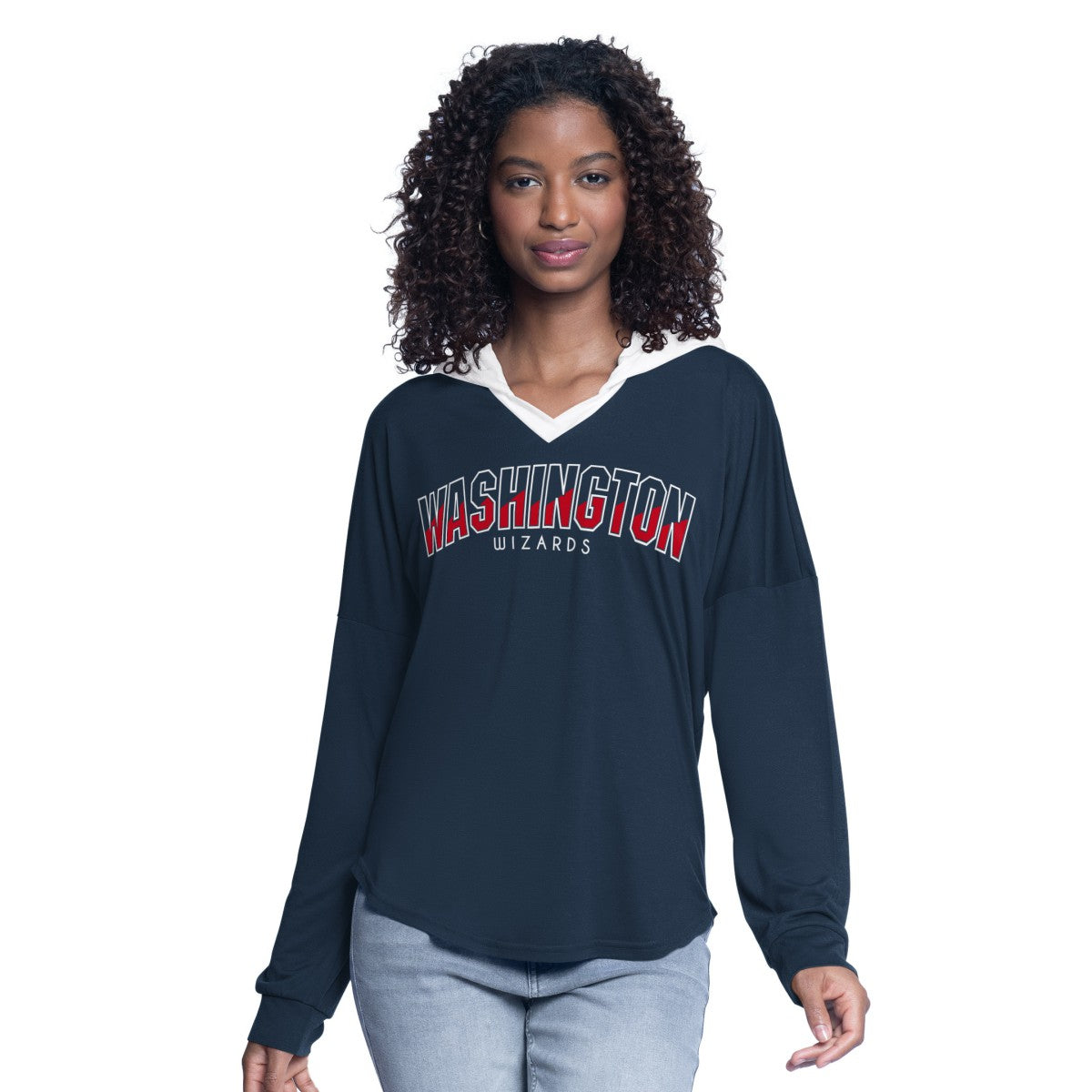 Washington Wizards G-III 4Her by Carl Banks Women's Bench Player Oversized Long Sleeve Hooded Top Navy
