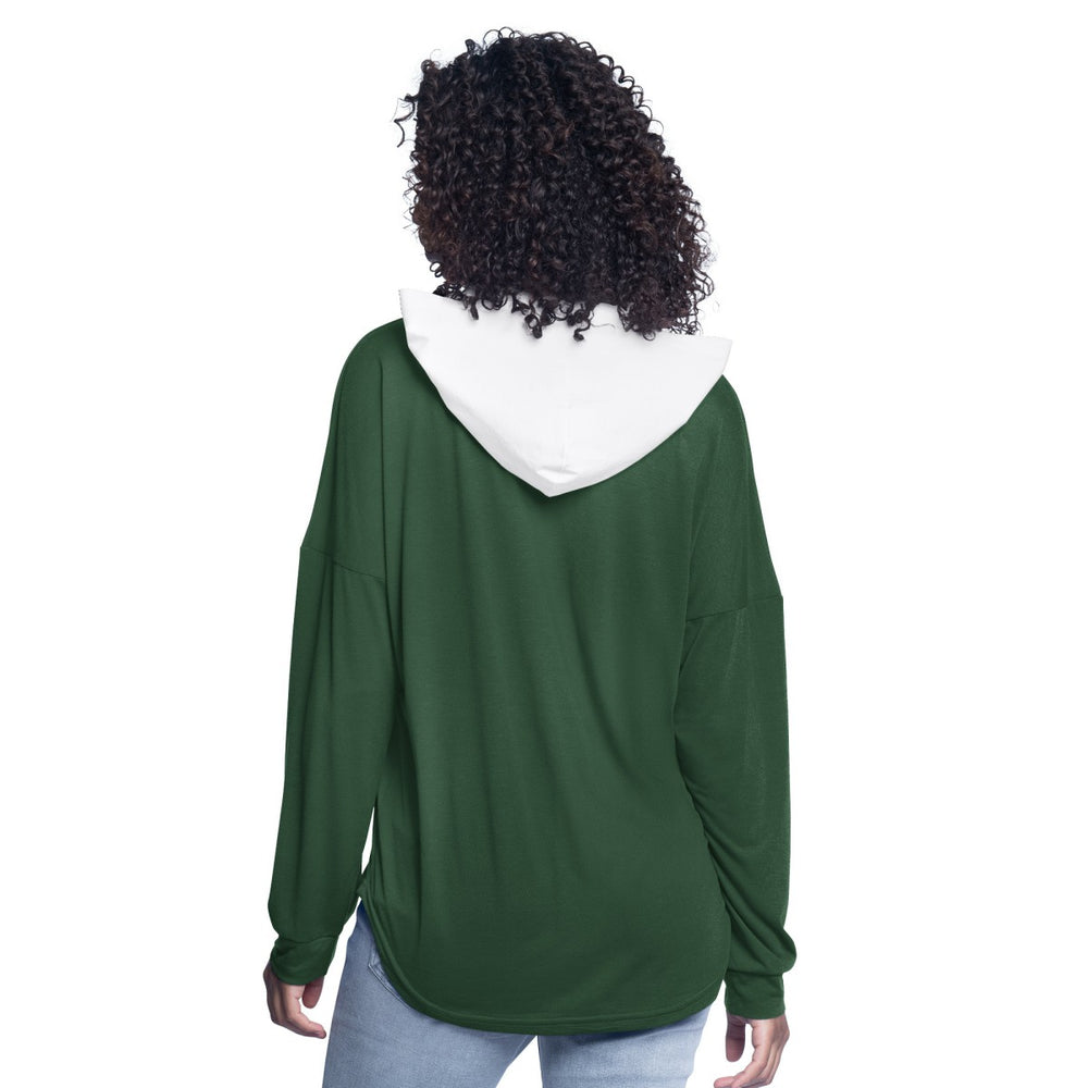 Milwaukee Bucks G-III 4Her by Carl Banks Women's Bench Player Oversized Long Sleeve Hooded Top Hunter Green